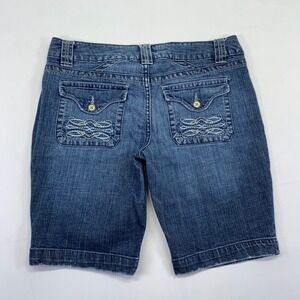 No Boundaries Denim Bermuda‎ Shorts Juniors Size 11 Stretch Embroidery